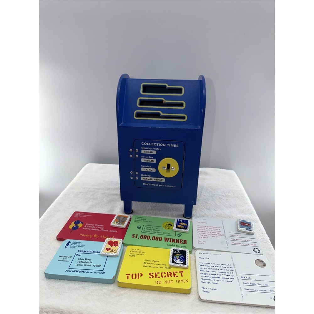 Melissa and Doug Mailbox W/ 6 Letters 5 Stamps & No Key